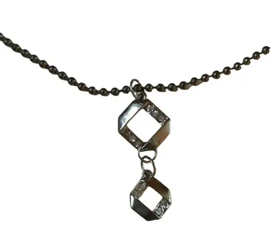 Hand Crafted Ball Chain Silver Rhinestone Pendant