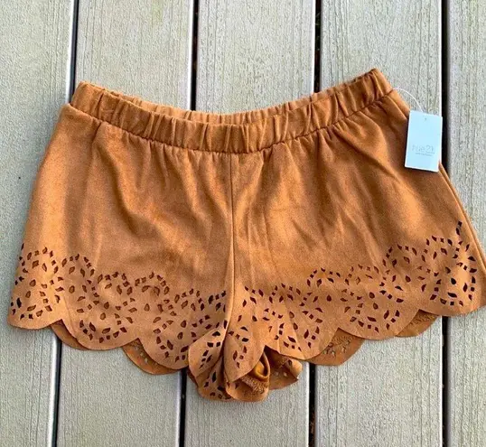 Rue 21  Western Shorts Faux Suede Scalloped Elastic Waist M 