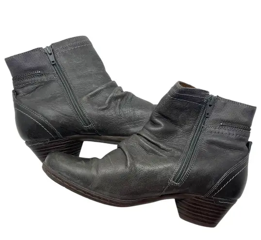 Cobb Hill “Laurel” Gray Leather Zip Ankle Boots Women’s Size 7 Fall Winter
