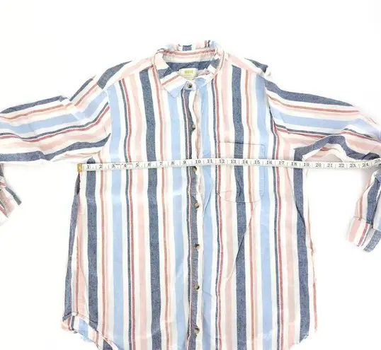 Anthropologie Maeve Chatham Striped Button Down Linen Blend Shirt