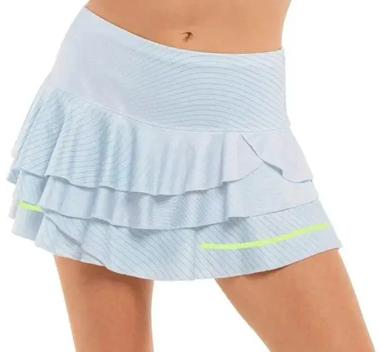 Lucky in Love Womens Incognito Rally Skort Glace Blue Tiered Ruffles Size L NEW Size L