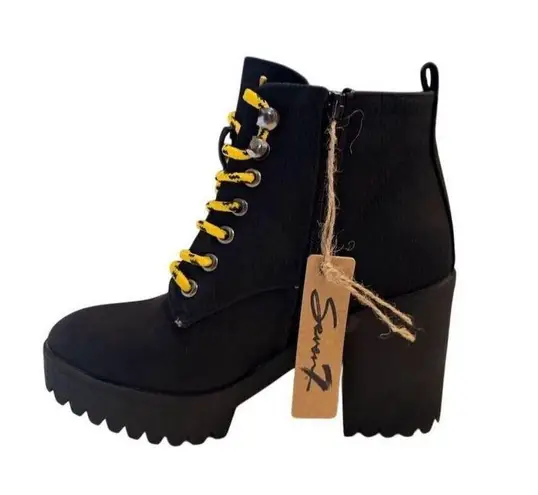 Seven7 Women's Black Platform Ankle Boots Chunky Lug Platform Size 10