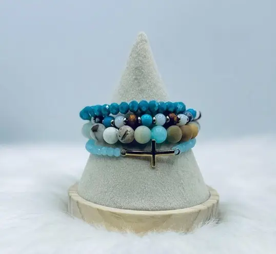 Stainless Steel Cross beaded Arm Candy Bracelet