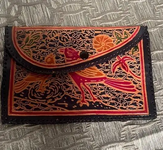 Handcrafted vintage sheepskin, leather, wallet from India