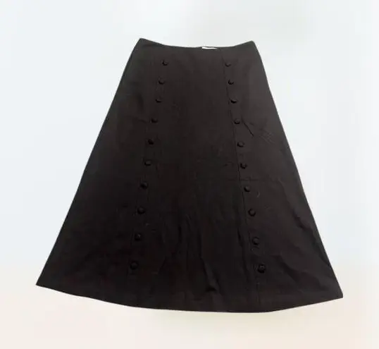 Carmen Marc Valvo Carmen by Skirt Size 4 Black A Line Button Accent Career