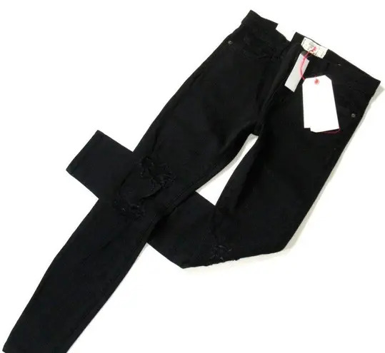 Current/Elliott NWT  Stiletto in Jet Black Destroy Stretch Skinny Jeans 27