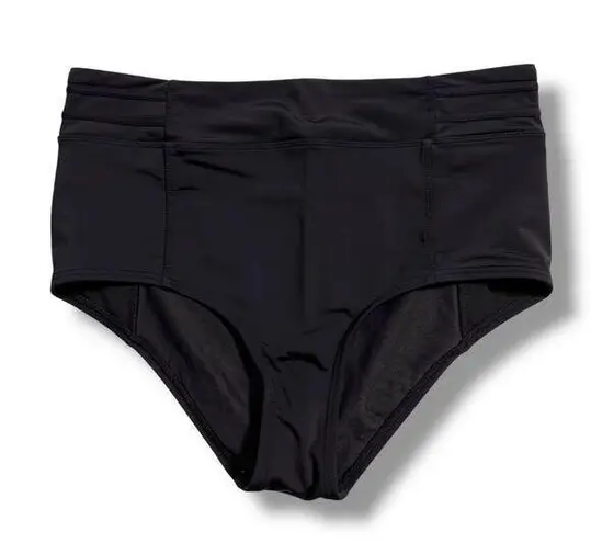 Lole Womens High Waist Swimsuit Bikini Bottoms Solid Black Large