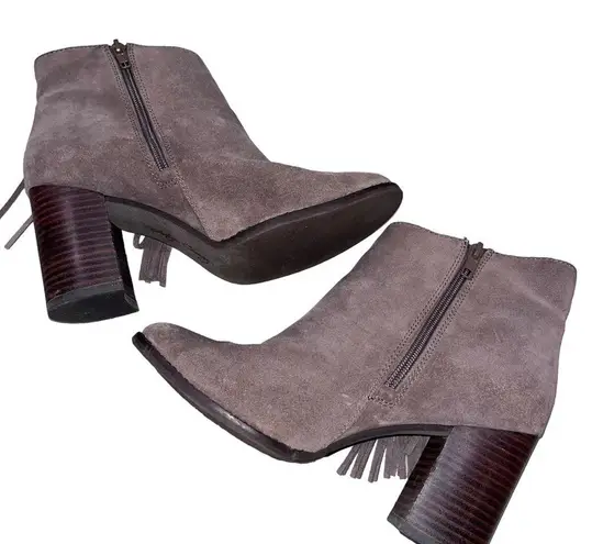 Arturo Chiang Reiden Gray Suede Fringe Booties