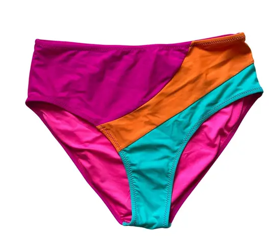 Blooming Jelly Two-Piece Color Block High Waisted Adjustable Bikini M Medium New