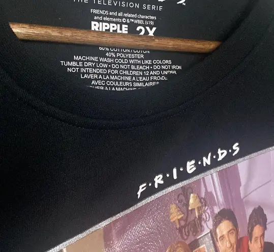 Ripple Junction Plus Size 2X Black Cropped Friends Christmas Sweater Raw Hem