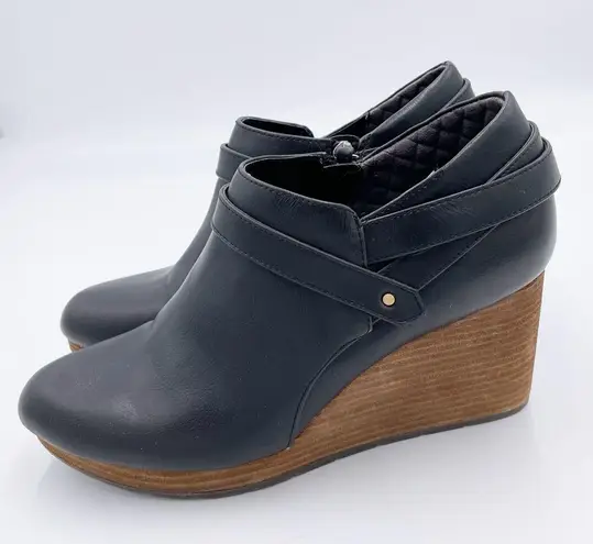 Dr. Scholl's What's Good Wedge Ankle Boots Women's Size 9.5 Black Faux Leather