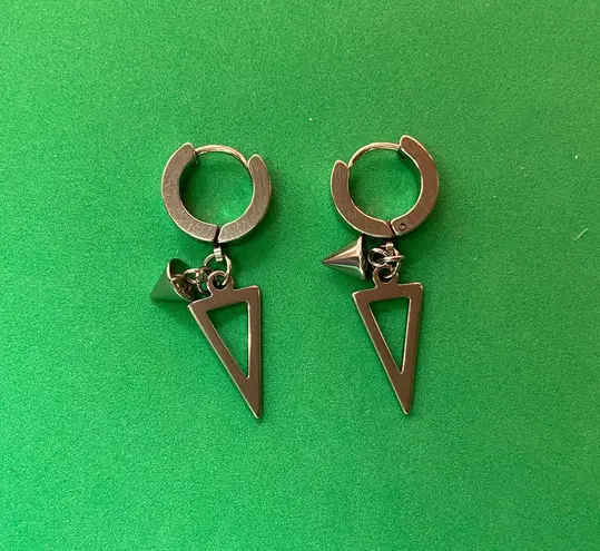 Titanium Steel Spike Dangle Drop Earrings for Men Women,Punk Hip Hop Earrings Silver