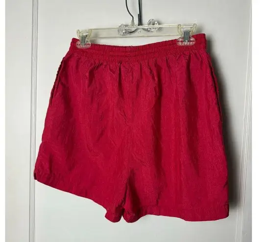 Kathy Ireland Vintage 90s Shorts Women's Medium Red High Rise Nylon Baggy