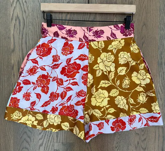 Zimmermann NWOT The Lovestruck Spliced Silk Shorts in Mixed Roses Print Size 1/M