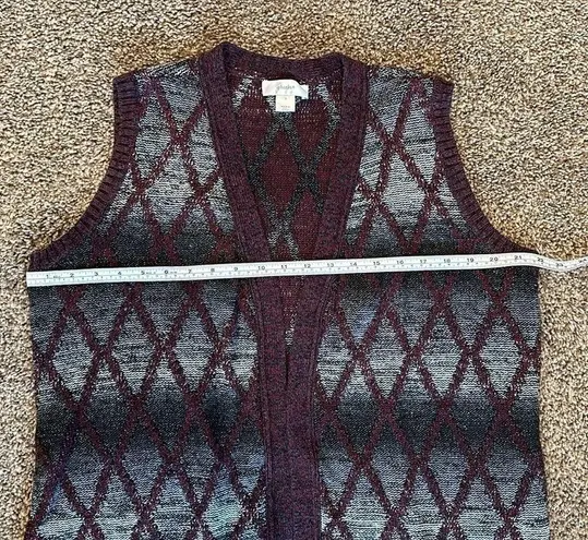 cj banks  long cardigan sweater vest burgundy gray black size X