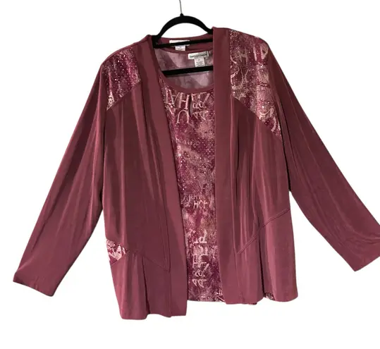 Drapers & Damon's 2 pc NWT Tunic & Shell Burgundy Silver Sparkles SZ XL/2X VTG Red