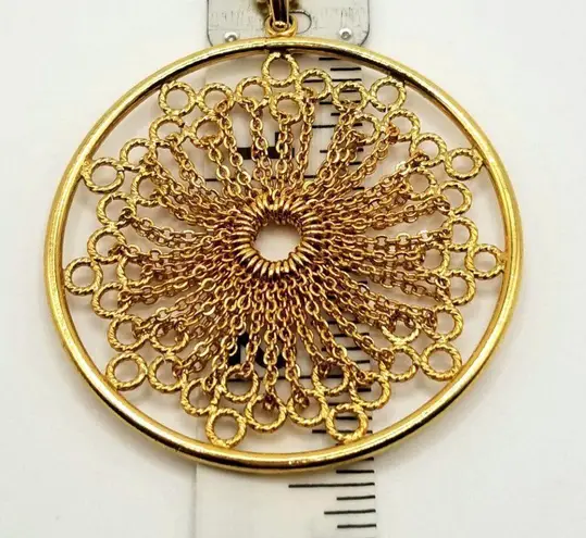 Joan Rivers Statement Necklace Gold Tone Filigree Mandala Sunburst Pendant