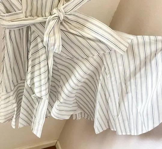 ALC Frank A.L.C. Enzo Dress Stripe Wrap Poplin White Salmon Size 2 NWT