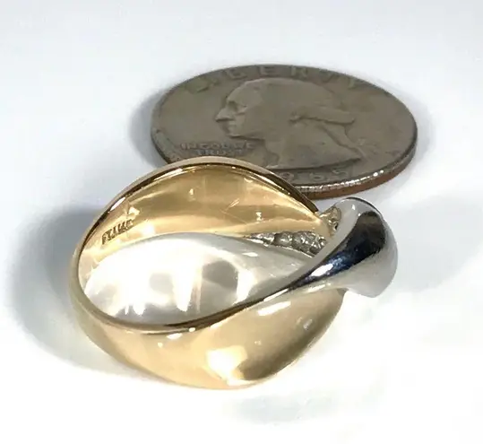 14KT .28 CARAT DIAMOND SOLID YELLOW & CHAMPAGNE GOLD BYPASS RING