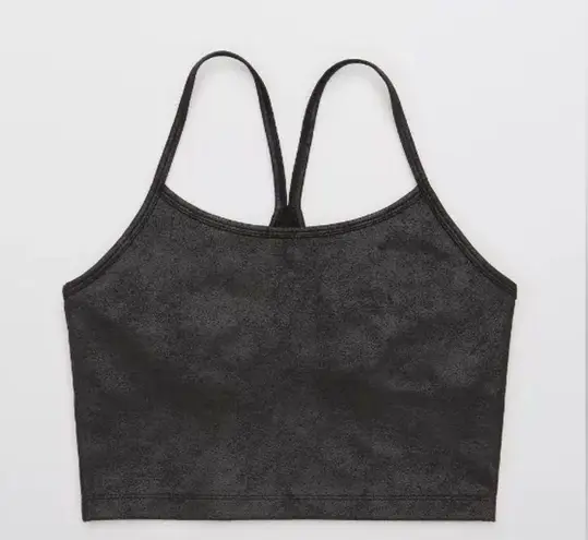 Aerie  Offline The Hugger Crackle Racerback Sports Bra in Black Size S