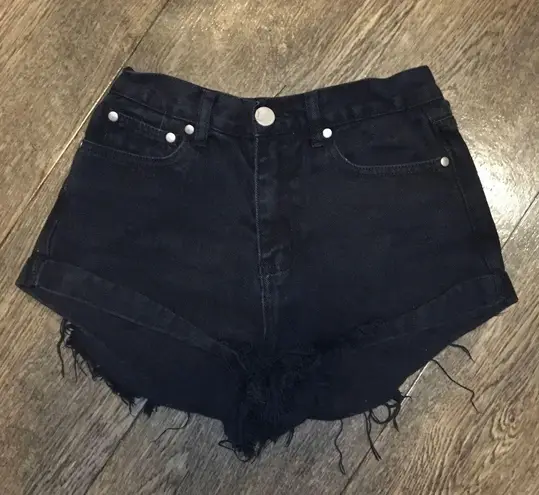 Princess Polly  brand High Waisted Denim Shorts Black Size 4 Summer Fall PP