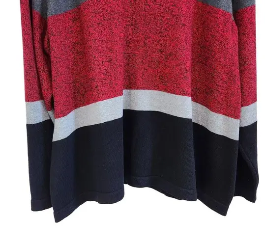 Karen Scott  Red Striped 1/4  Zip Neck Sweatshirt 100% Cotton Cozy Plus Size 2X