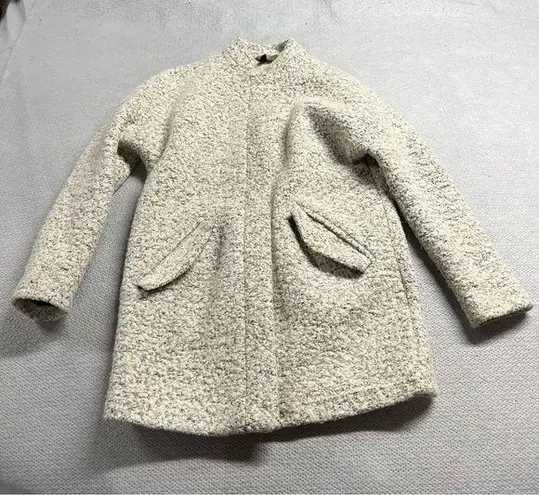 H&M  Divided Grey White Boucle Longline Peacoat Size 4 EUC