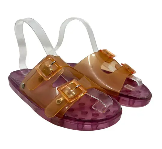 Melissa Wide Slide Sandals Buckle Flat Jelly Rubber Pink Orange Size US 8