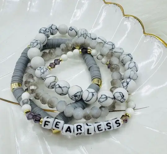 Fearless Arm Candy Beaded Bracelet Gray
