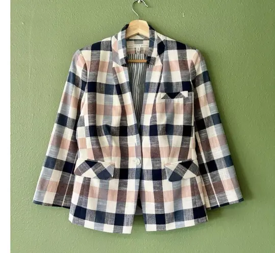 Veronica Beard Plaid Upcollar Schoolboy Dickey Blazer Jacket Size 2