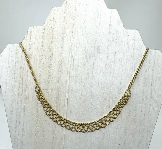 Twisted Solid 14K yellow gold  mesh rope necklace, 5.4g