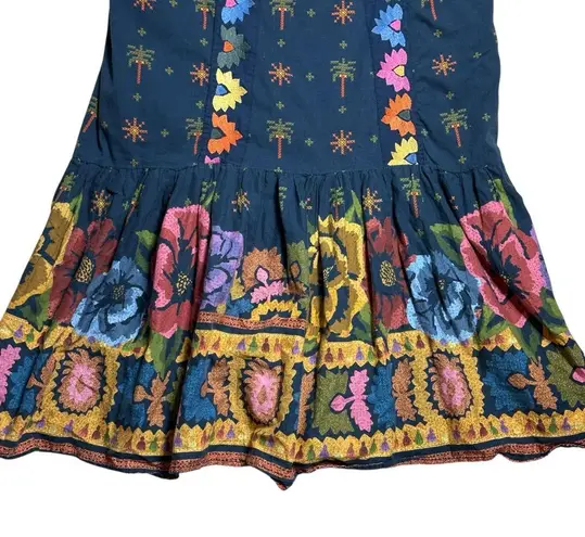 Farm Rio Black Embroidered Strapless Midi Dress Womens XS