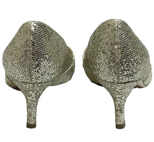 Nina new 𖦹 Sparkly Glittery Peep Toe Kitten Heels 𖦹 Champagne Gold 𖦹 6.5M 𖦹