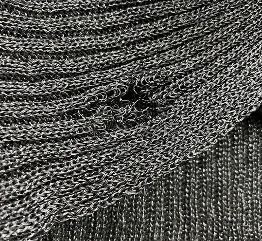 FLAWED NEON BLONDE Silver Metallic Knit Liberty Sweater Size Medium $115 Gray