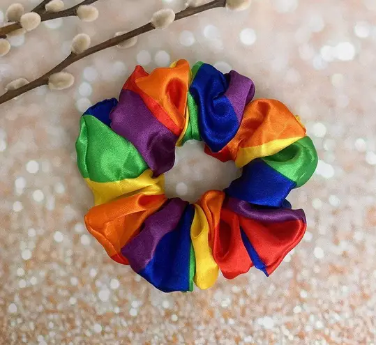 Large rainbow silky scrunchie Satin Silk Scrunchie Rainbow Scrunchie Multiple