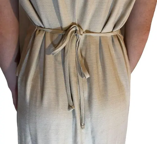 Vintage Sheri Martin 90's Sheath Dress Sheer Floral Jacket Topper Set Tan Size 8