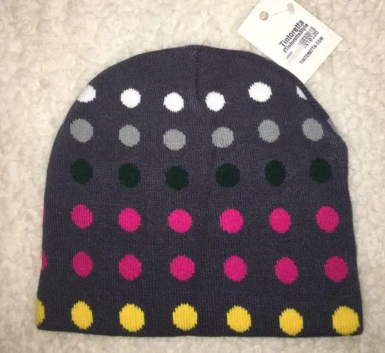 Double layered grey dots multicolor beanie