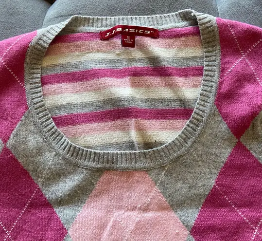 J. J. Basics Vintage y2k argyle pink and grey vest size small