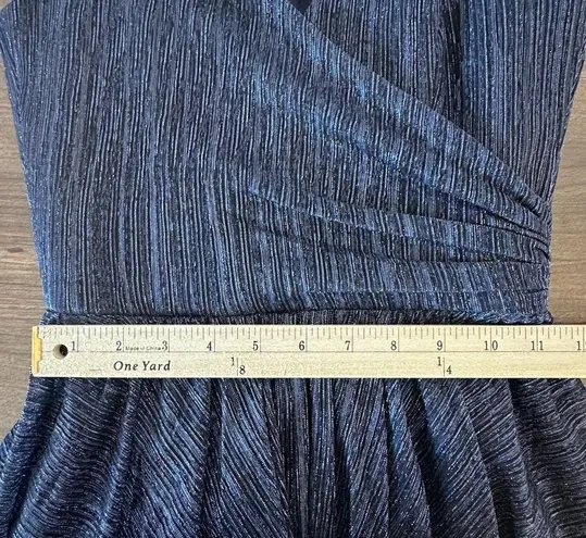 Dress the Population Metallic Fit & Flare Gown in Metallic Navy Pre-owned