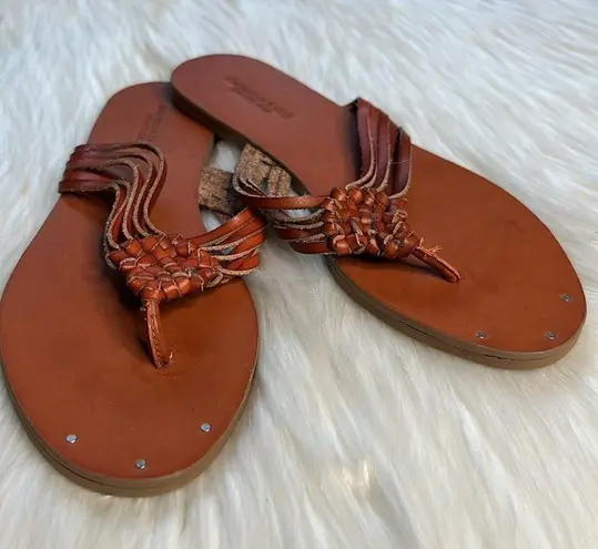 American Eagle  Brown Woven Thong Sandals