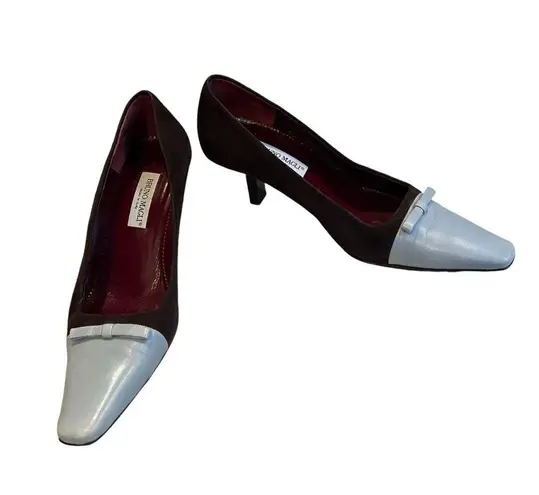 Bruno Magli Two Tone Suede Leather Dress Pump Blue Size 7