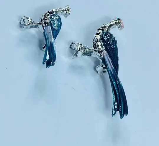 Road Runner Pin Brooch Large and Small Bird Metal Enamel Rhinestones Vintage