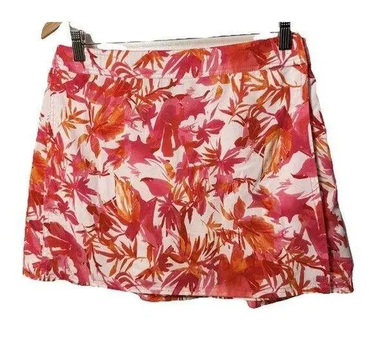 RipSkirt Hawaii Skirt Womens Medium Coral Floral Print Quick Wrap Beach Cover Up Pink