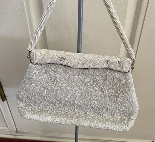 Vintage Beaded Evening Bag White