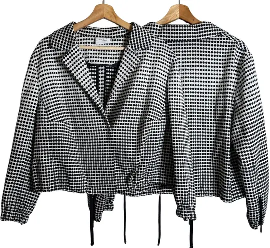 Akris Punto Polka Dot Blazer Jacket Women's 16 Black White Cropped Designer Chic