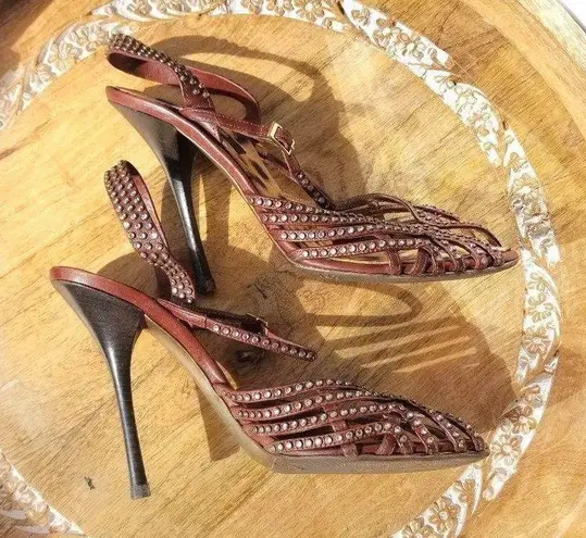 Roberto Cavalli strappy open toe studded stilleto heels sandals sz IT 39.5=US9.5