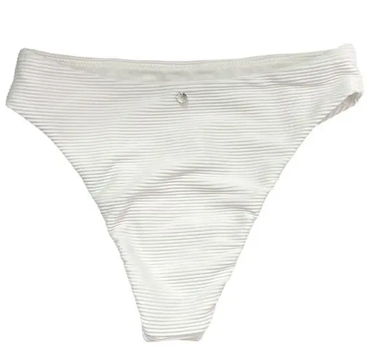 Seafolly Essentials Ribbed Bikini Bottoms Women’s Size 4 High Cut White Swim - Image 8