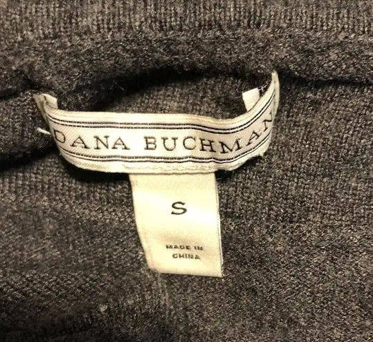 Dana Buchman open front cardigan sweater Small gray draped cascade striped