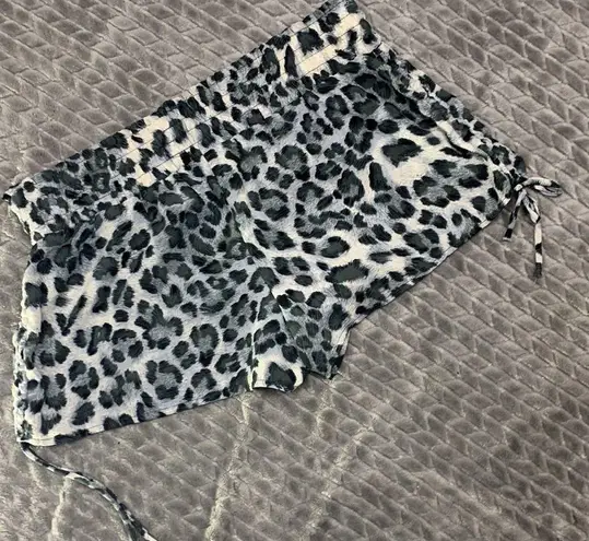 Miken Snow Leopard Print Gray Swim Shorts Cover Up Size M