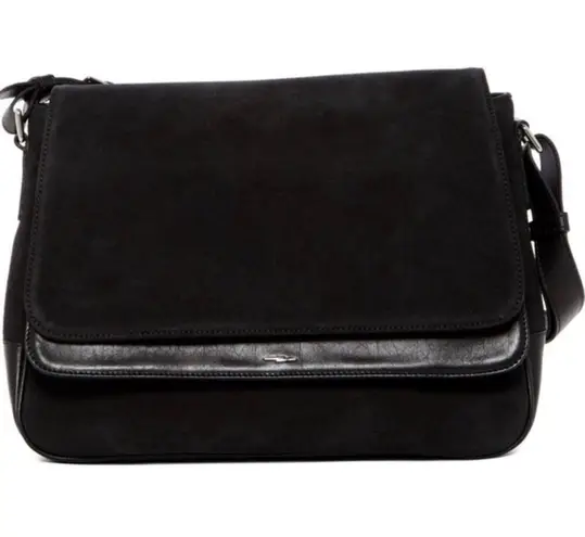 Shinola Detroit Suede Leather Saddle Bag Purse Black NEW